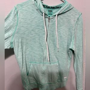 PINK light weight  teal color hoodie zip up size Medium